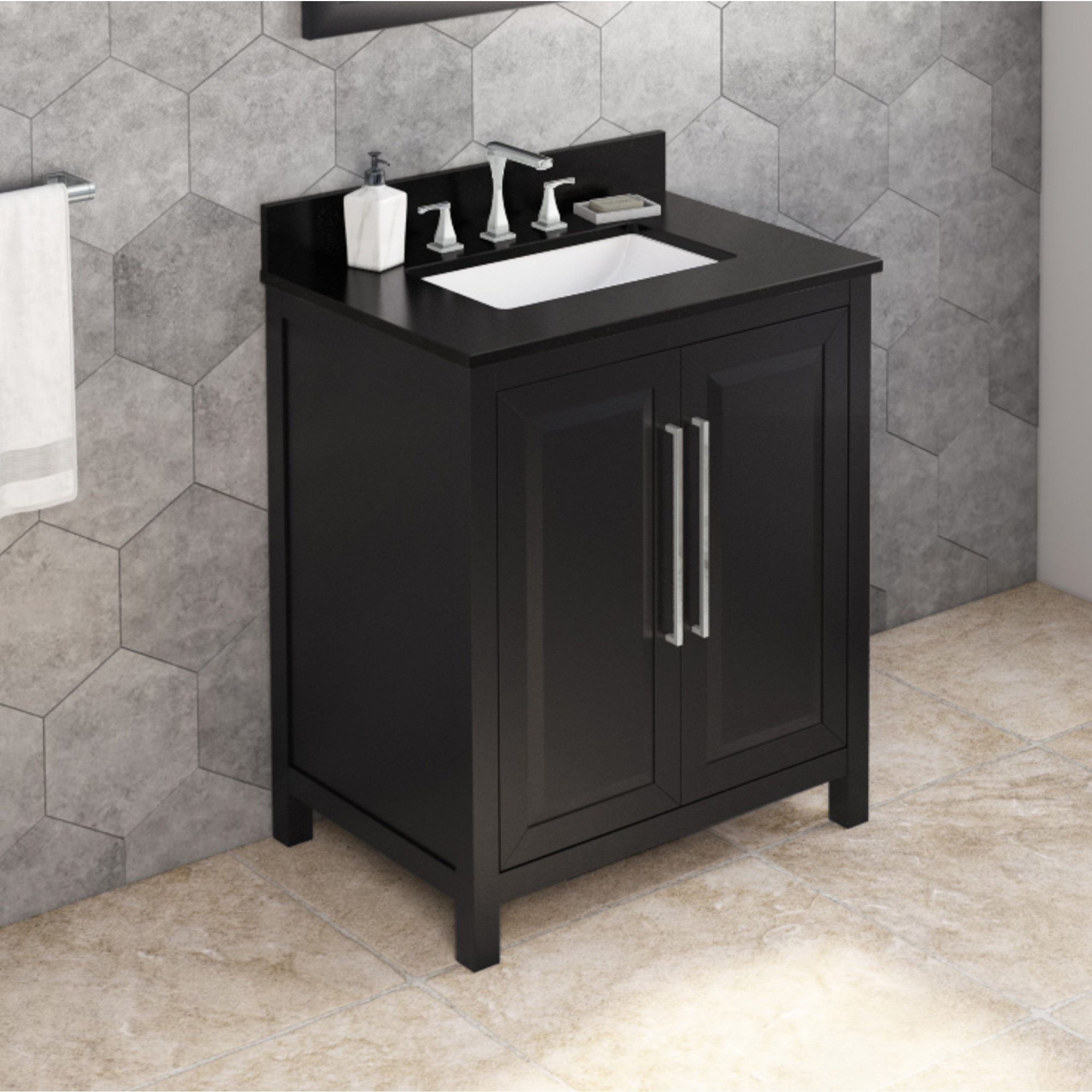 Historic Houseparts, Inc. &amp;amp;Gt; Vanities &amp;amp;Gt; 30&amp;quot; Black Cade Vanity - Black ... within Maximizing space efficiency with 43x22 black granite vanity solutions