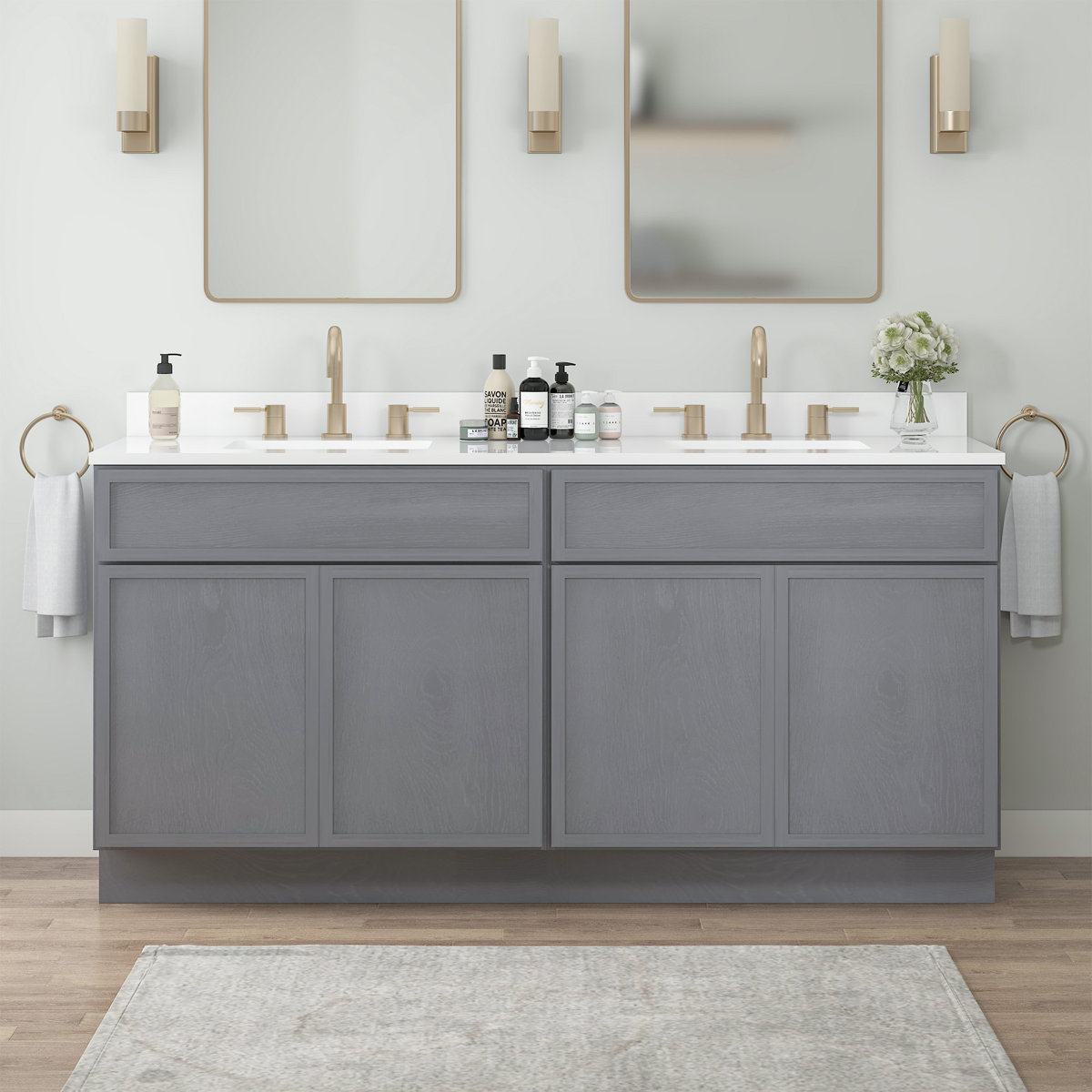 Home Beyond 66&amp;quot; Double Bathroom Vanity Base Only | Wayfair with regard to 66&amp;quot; Double Bathroom Vanity Dark Blue