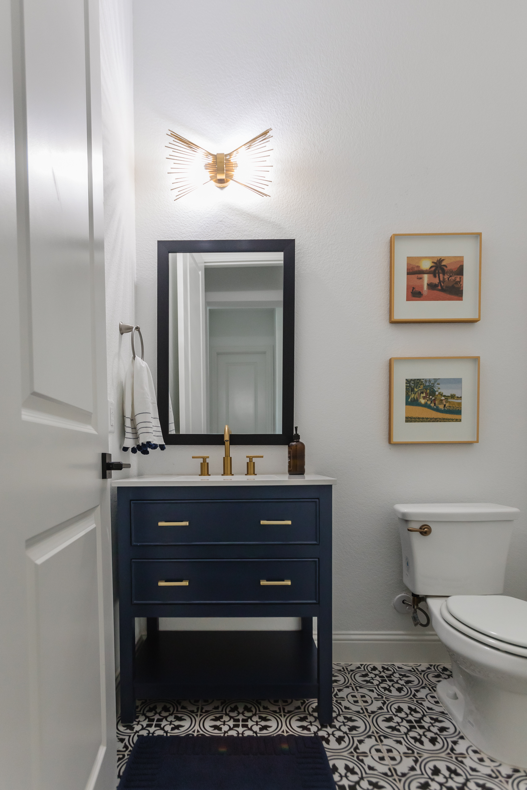 How A Small Bathroom Vanity Transformed This Powder Room pertaining to 48&amp;quot; Single Bathroom Vanity Dark Gray