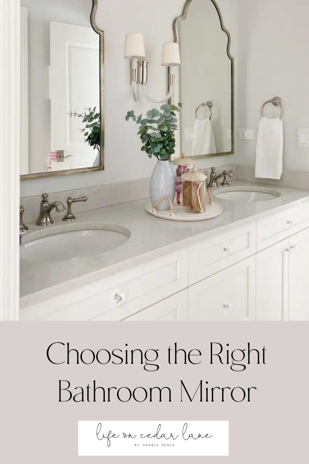 How To Choose A Bathroom Mirror | Life On Cedar Lane | Large Bathroom ... inside Choosing the right mirror size for balanced bathroom aesthetics