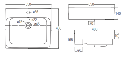 Johnson Suisse Gemelli Semi-Recessed Basin – Builders Hardware within Alfi Brand Abco40Tr 39-1/4&amp;quot; Rectangular Concrete Semi-Recessed - Concrete