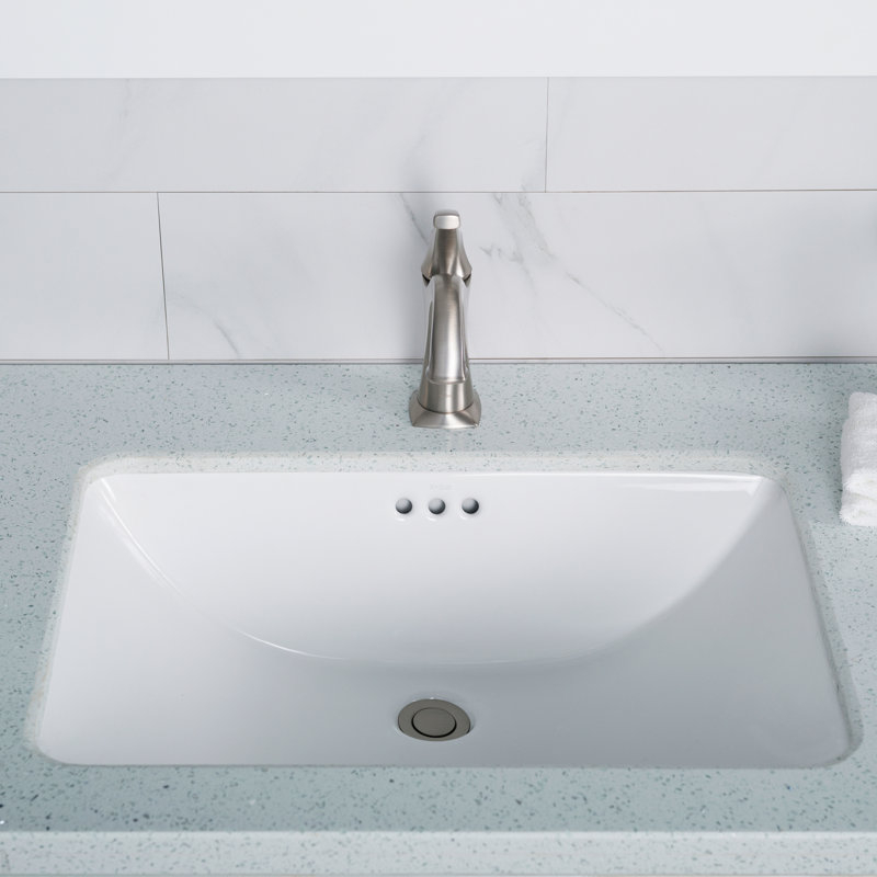 Kraus Elavo White Ceramic Rectangular Undermount Bathroom Sink ... pertaining to Nantucket Sinks Nsv107A 15&amp;quot; Square Ceramic Vessel Bathroom Sink In White