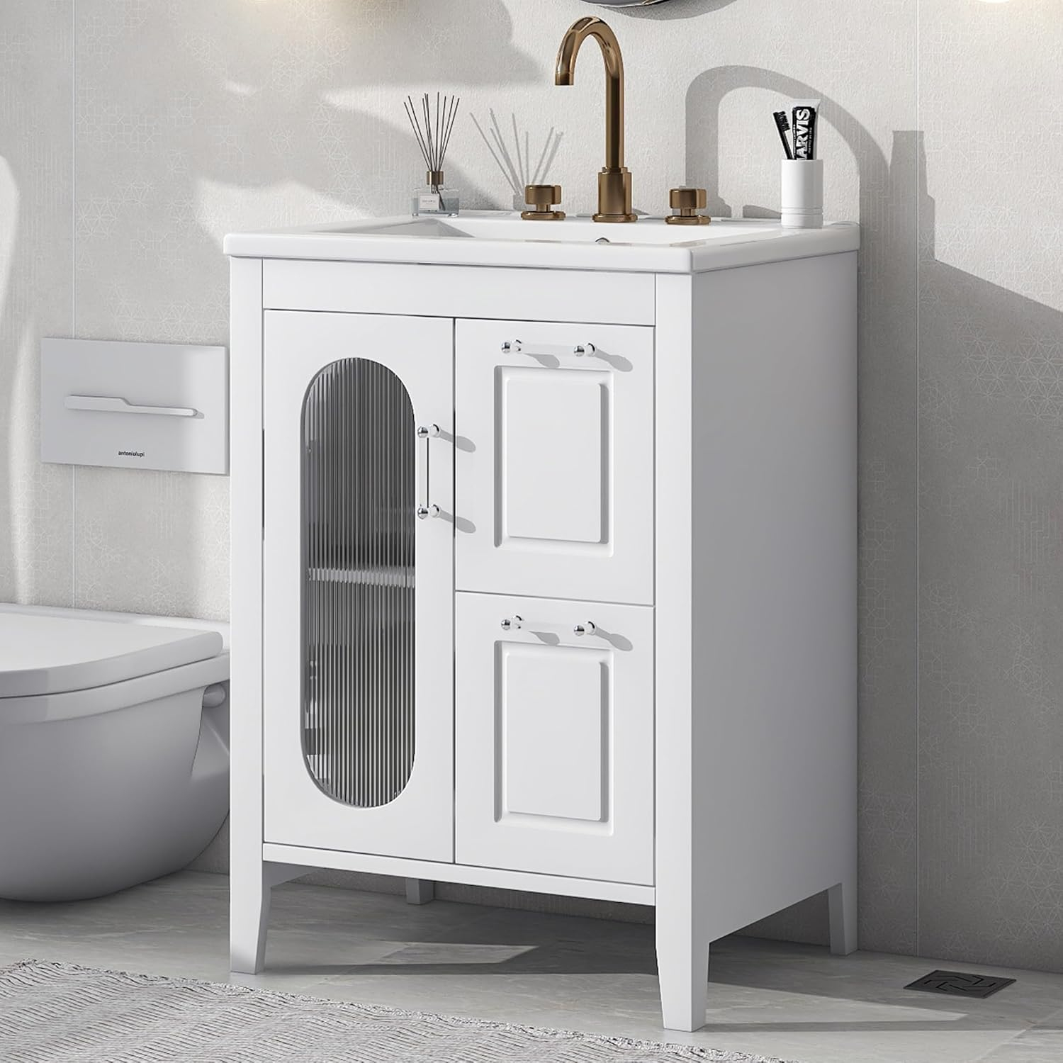 Ktfhvgy 24&amp;quot; Bathroom Vanity With Sink,Open-Shelving Freestanding Single ... with Windbay 24&amp;quot; Freestanding Vanity
