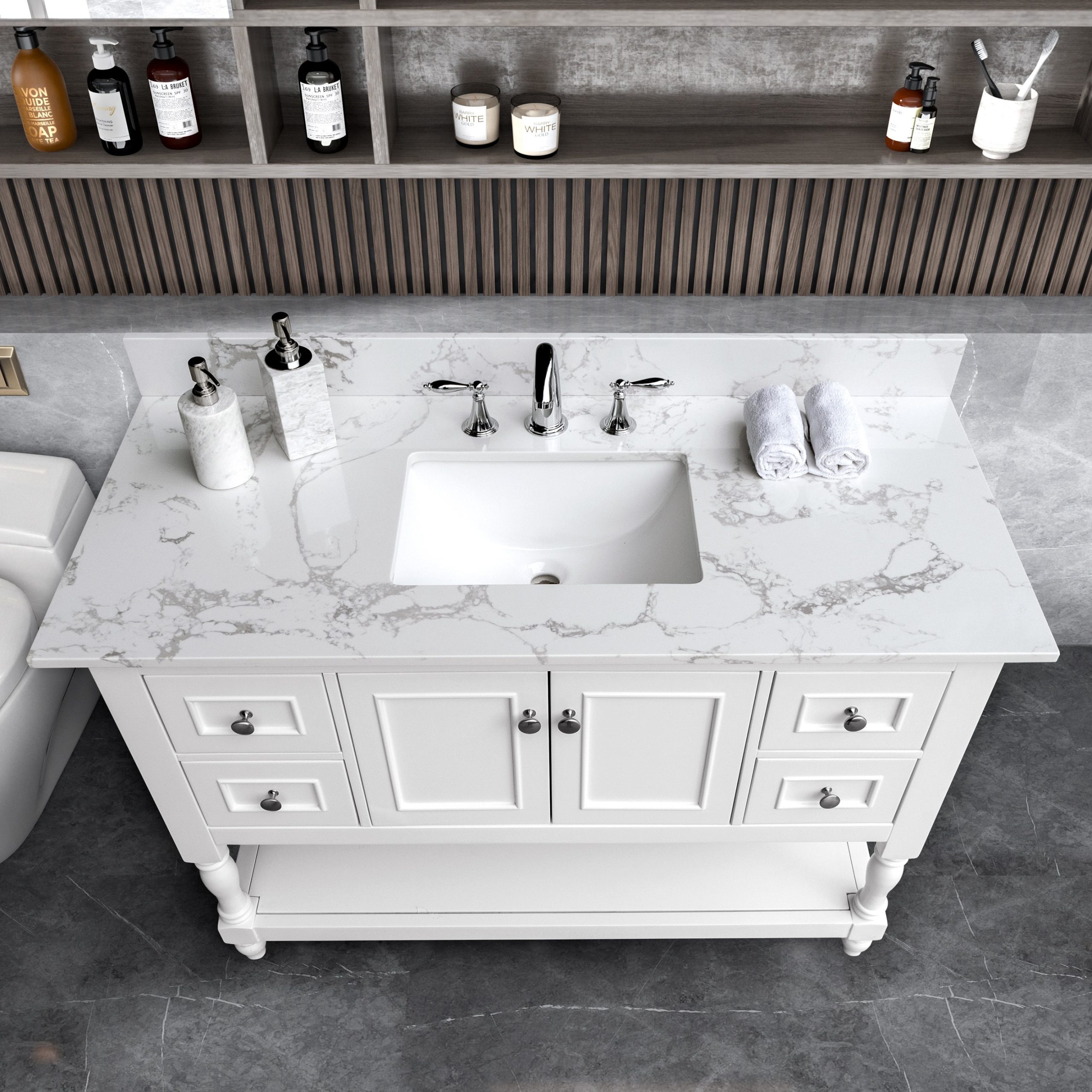 &amp;quot;Leavader Carrara White Engineered Stone 43X22&amp;quot;&amp;quot; Bathroom Vanity Top ... in Maintaining Your Caorle Engineered Stone Vanity Top Long Term Care Tips