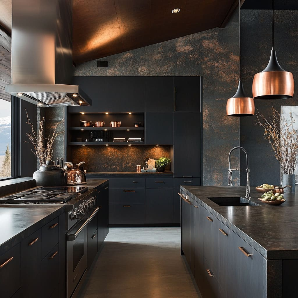 Luxurious Kitchen Design Ideas With Black &amp;amp; Earthy Tones regarding How the Matte Black Finish Enhances Modern Kitchen Aesthetics