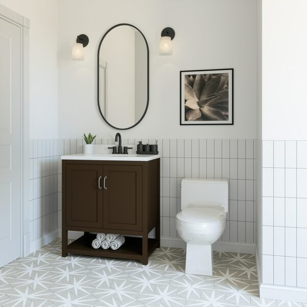 Madrid 30In Chocolate Single Sink Bathroom Vanity | Whalen Furniture pertaining to Madrid Bathroom Vanity Countertop