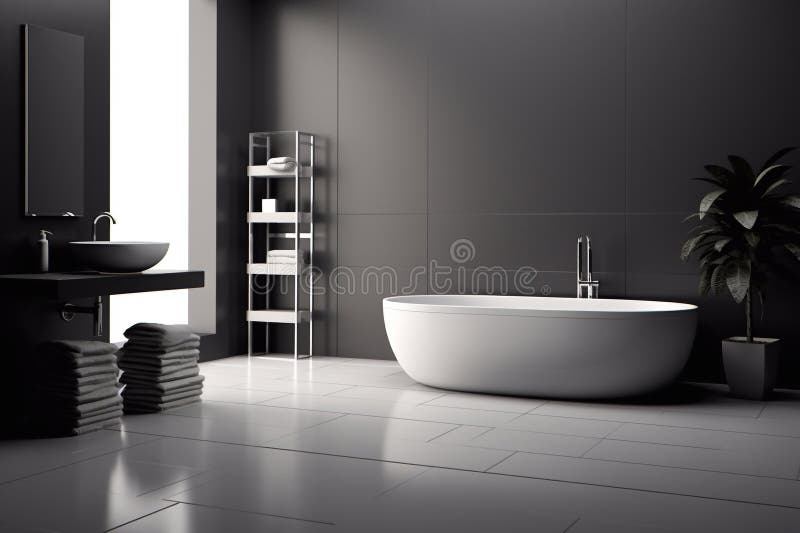 Minimalist Black Bathroom Interior Design, Modern And Spacious ... in Ws Bath Collections Vision 6042 Vision 16-1/2&amp;quot; Rectangular - Matte Black