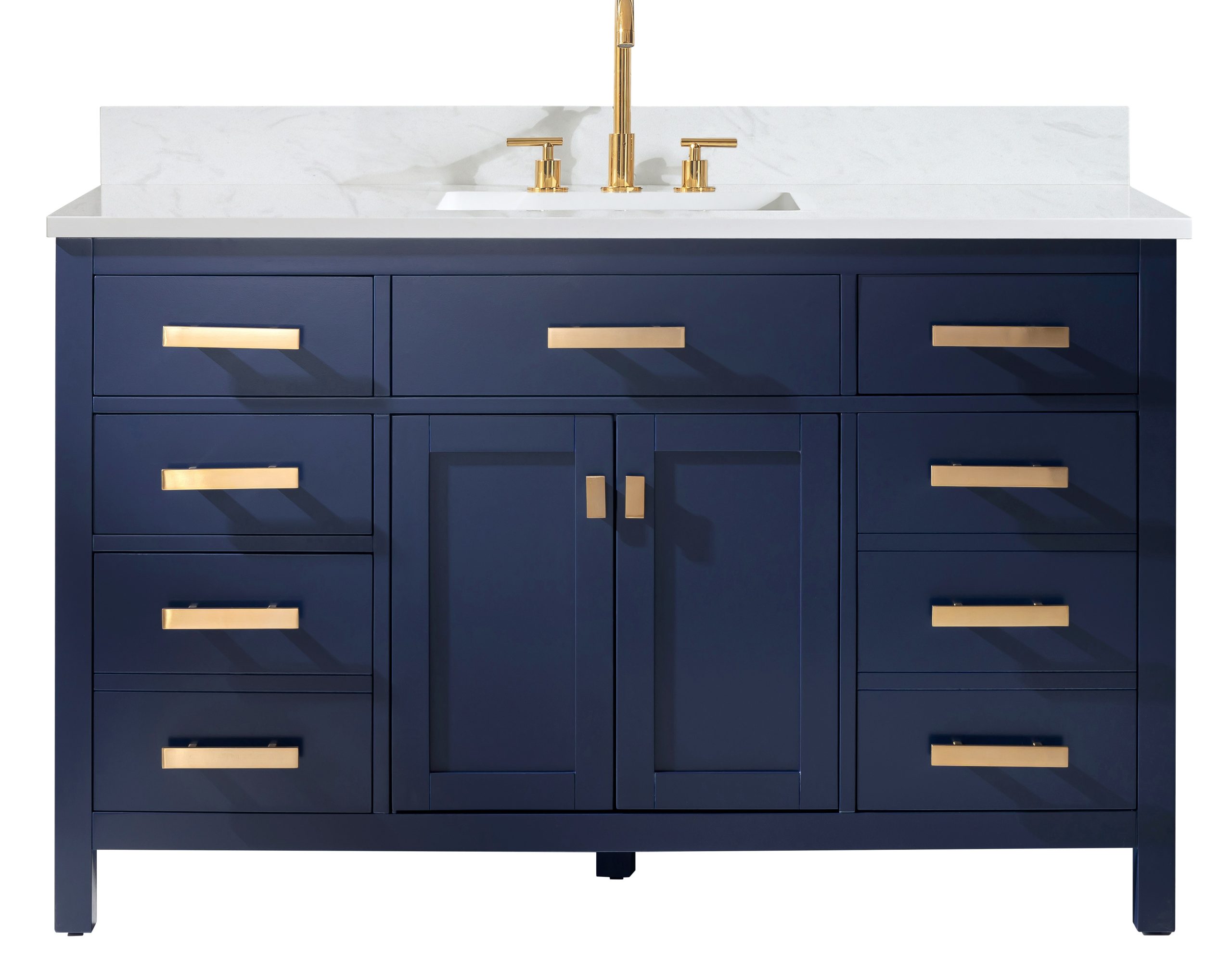 Modern 54&amp;quot; Single Sink Vanity With 1&amp;quot; Thick White Quartz Countertop In ... in Designing with elegance 54 inch vanity featuring dark blue and white cultured marble