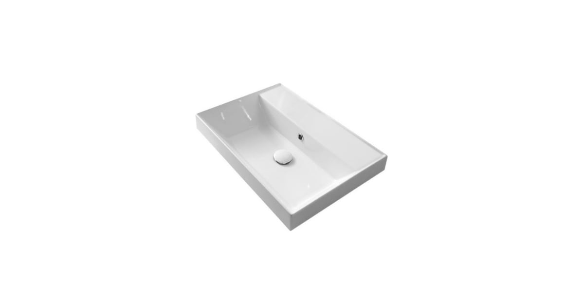 Nameeks Scarabeo 5109-No Hole Scarabeo 23-3/5&amp;quot; Ceramic Bathroom Sink ... for Nameeks 8031/R-80-Con-One Hole Scarabeo 31-1/2&amp;quot; Ceramic Bathroom - White