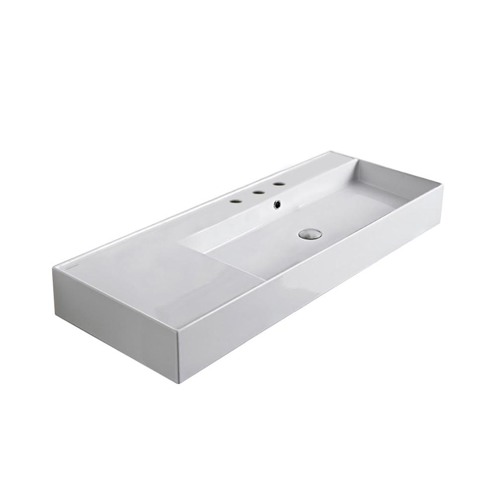 Nameeks Teorema 2 Wall Mounted And Vessel Sink In White-Scarabeo 5122 ... inside Nameeks Scarabeo 5142-Six Hole Teorema 2.0 39-13/16&amp;quot; Rectangular - White