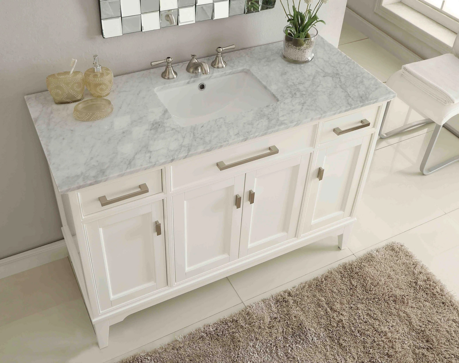 Nantucket 24 Inch Vanity With Carrara Marble Top At Stanley Blake Blog for Hartford 48&amp;quot; Single Sink Marble Countertop Bath Vanity, White, Vanity