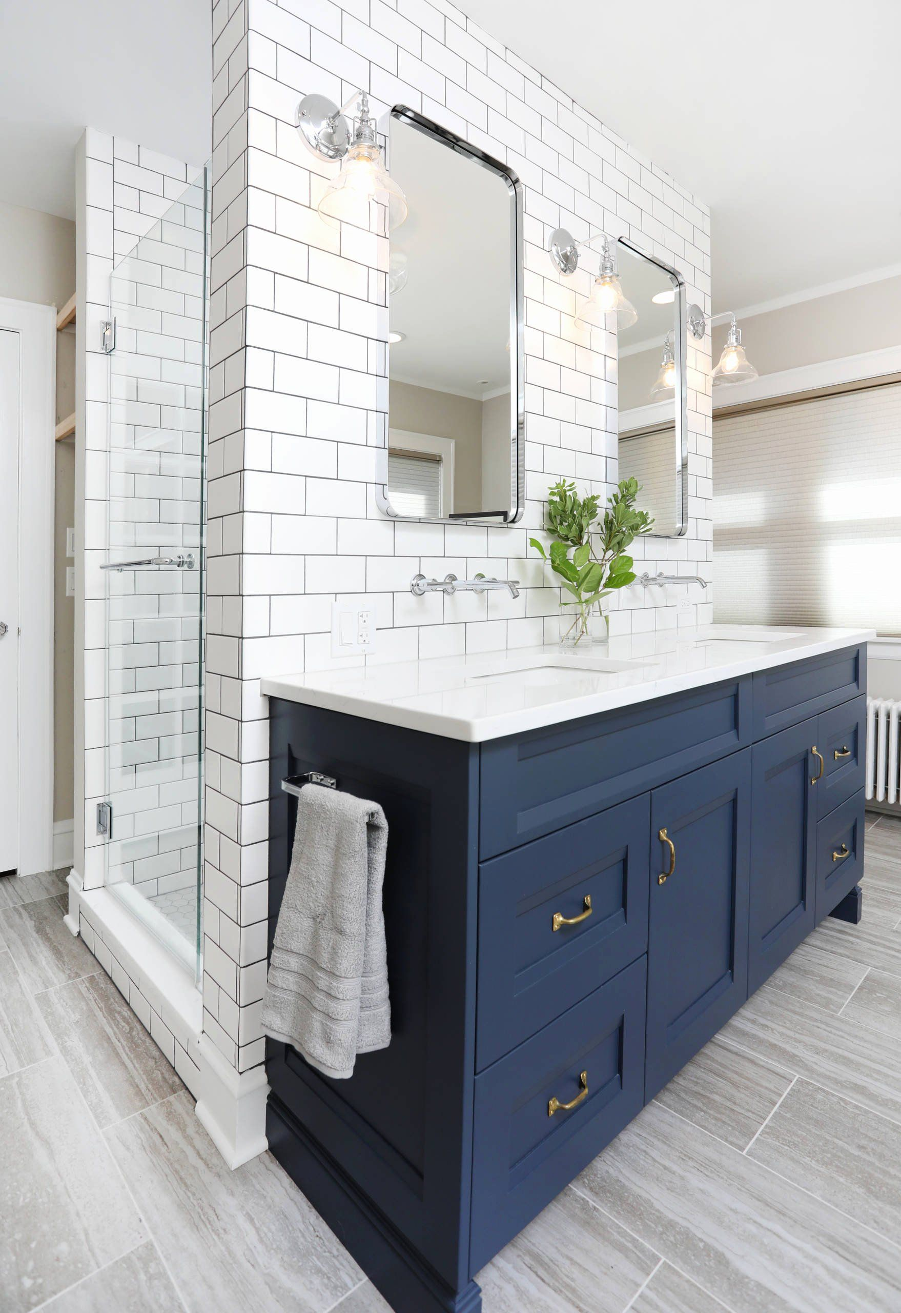 Navy Blue Vanity Bathroom Lovely 75 Beautiful Bathroom With Blue ... for Maximizing space with a 54 inch dark blue single vanity in small bathrooms