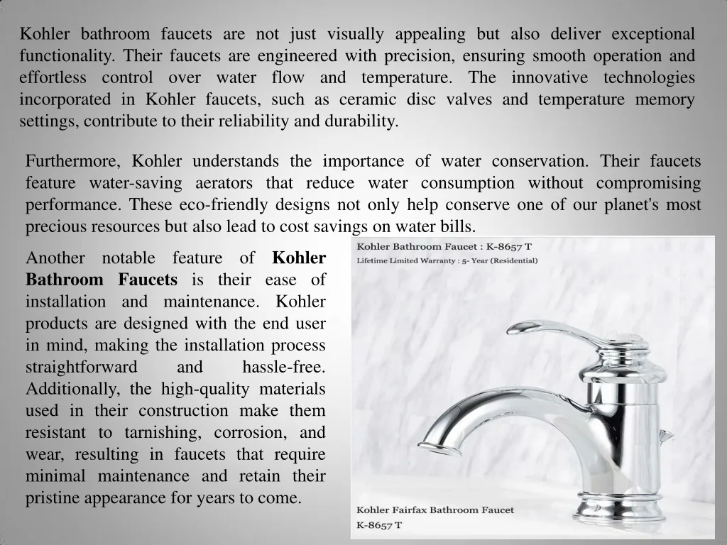 Ppt - Kohler Bathroom Faucets Combining Style And Functionality ... inside Kohler K-21060 Brazn 23&amp;quot; Rectangular Vitreous China Vessel - Honed Black