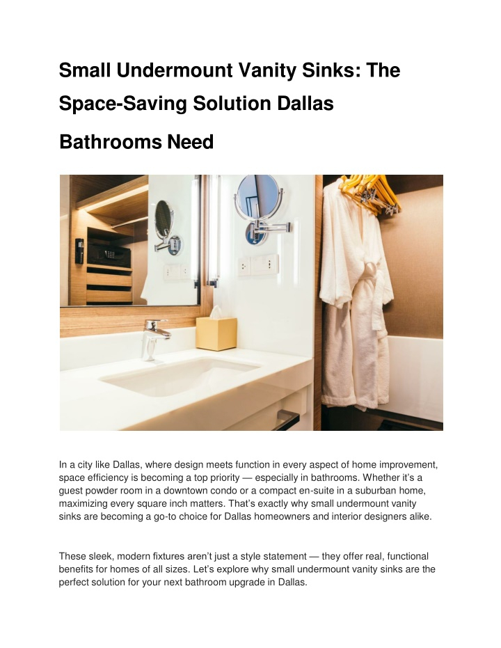 Ppt - Small-Undermount-Vanity-Sinks-The-Space-Saving-Solution-Dallas ... intended for Space-Saving Solutions: The KubeBath Dolce 48&amp;quot; Vanity for Modern Bathrooms