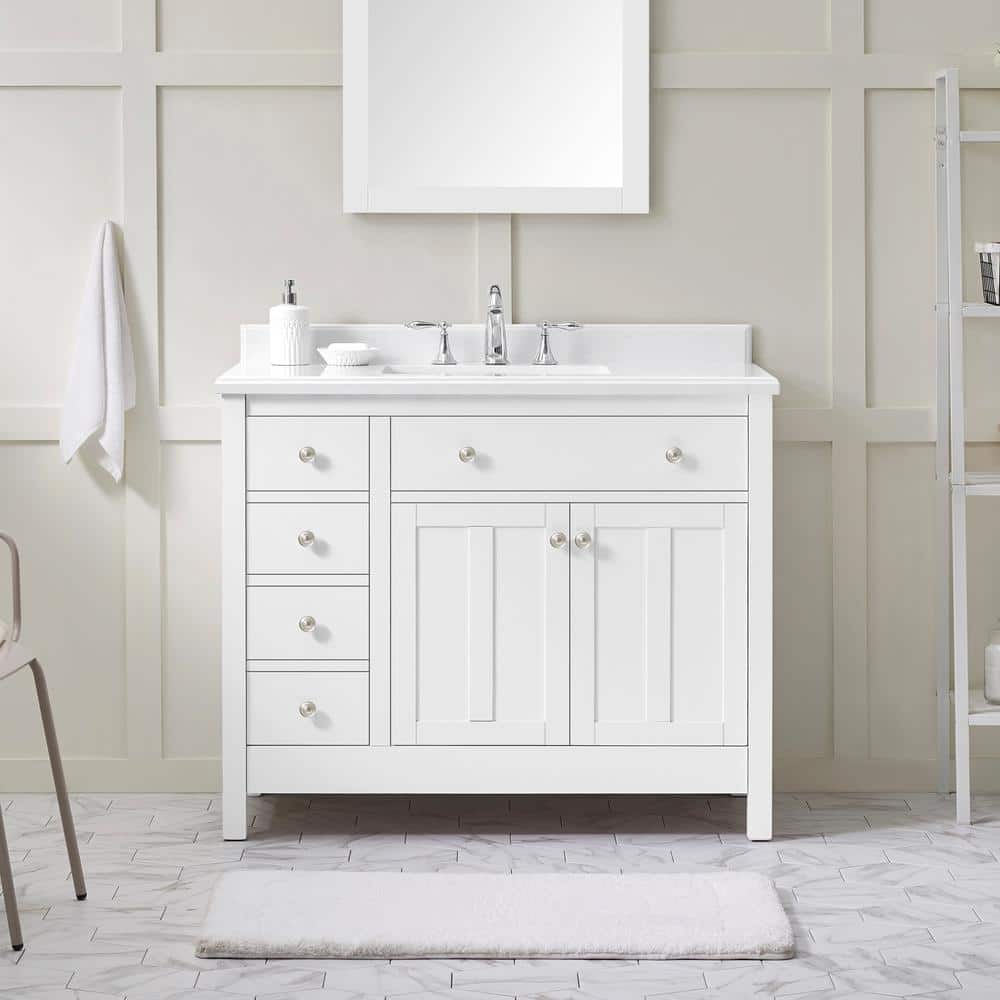 Reviews For Ove Decors Newcastle 42 In. Single Sink Pure White Bath ... with regard to How 42SGL Vanity White Creates Elegant Bathroom Design Solutions