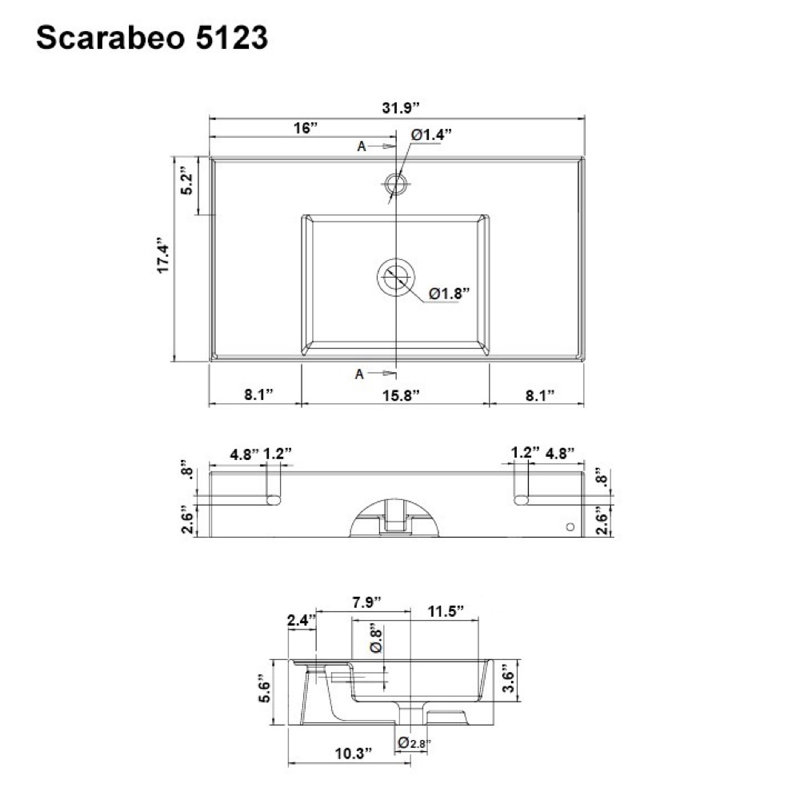 Scarabeo By Nameeks 17.4&amp;#039;&amp;#039; Glossy White Ceramic Rectangular Wall Mount ... regarding Nameeks Scarabeo 5115-One Hole Scarabeo 32&amp;quot; Ceramic Wall Mounted - White