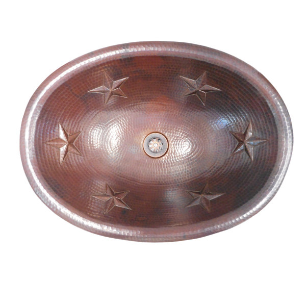 Simplycopper 19&amp;quot; Oval Copper Bathroom Sink With Stars, Daisy Drain ... intended for 19&amp;quot; Oval Copper Bath Sink Rustic Stars Design Lift &amp;amp; Turn Drain Included