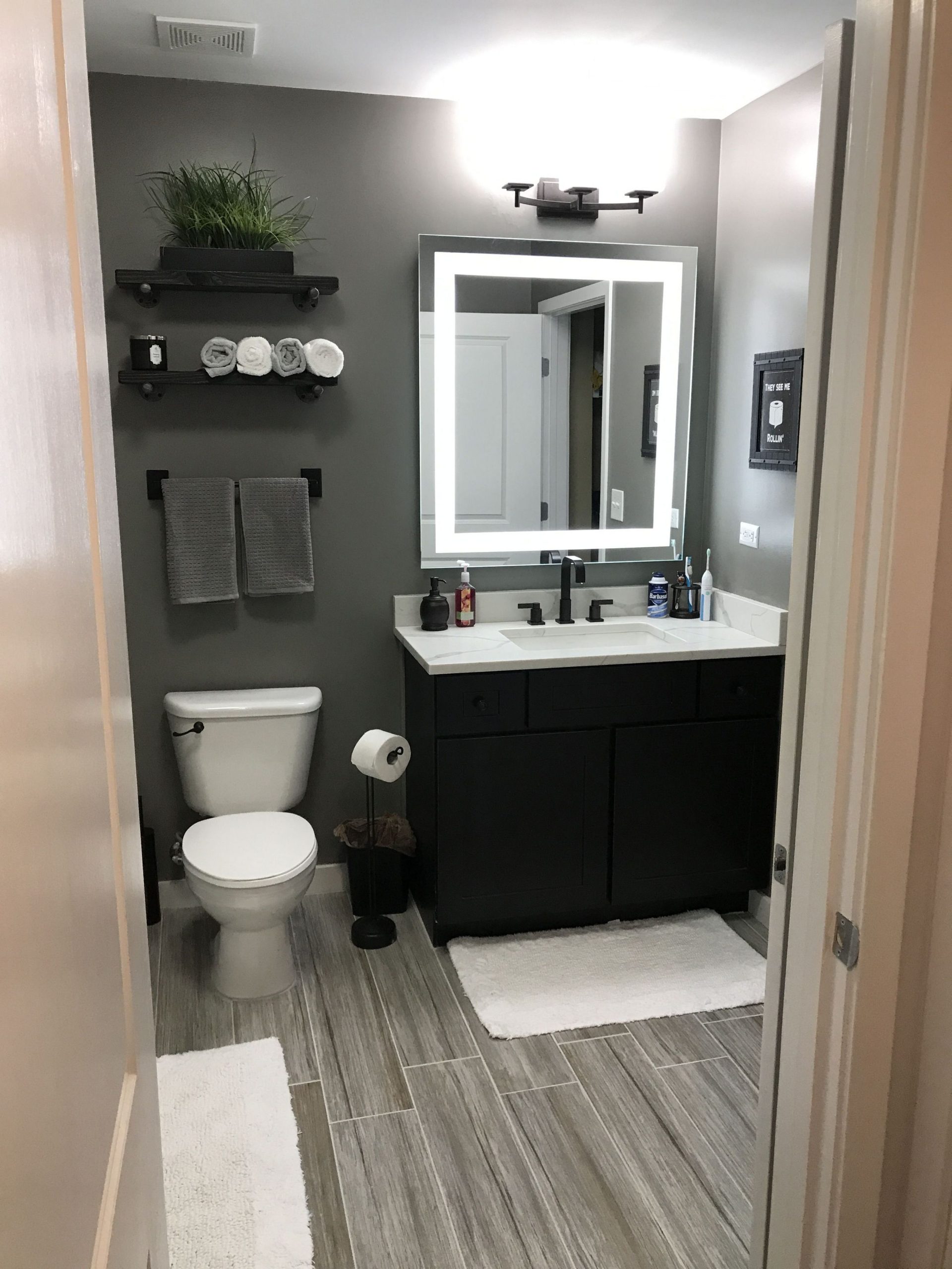 Small Gray And White Bathroom At Christy Chavez Blog intended for Compact Gray Vanity