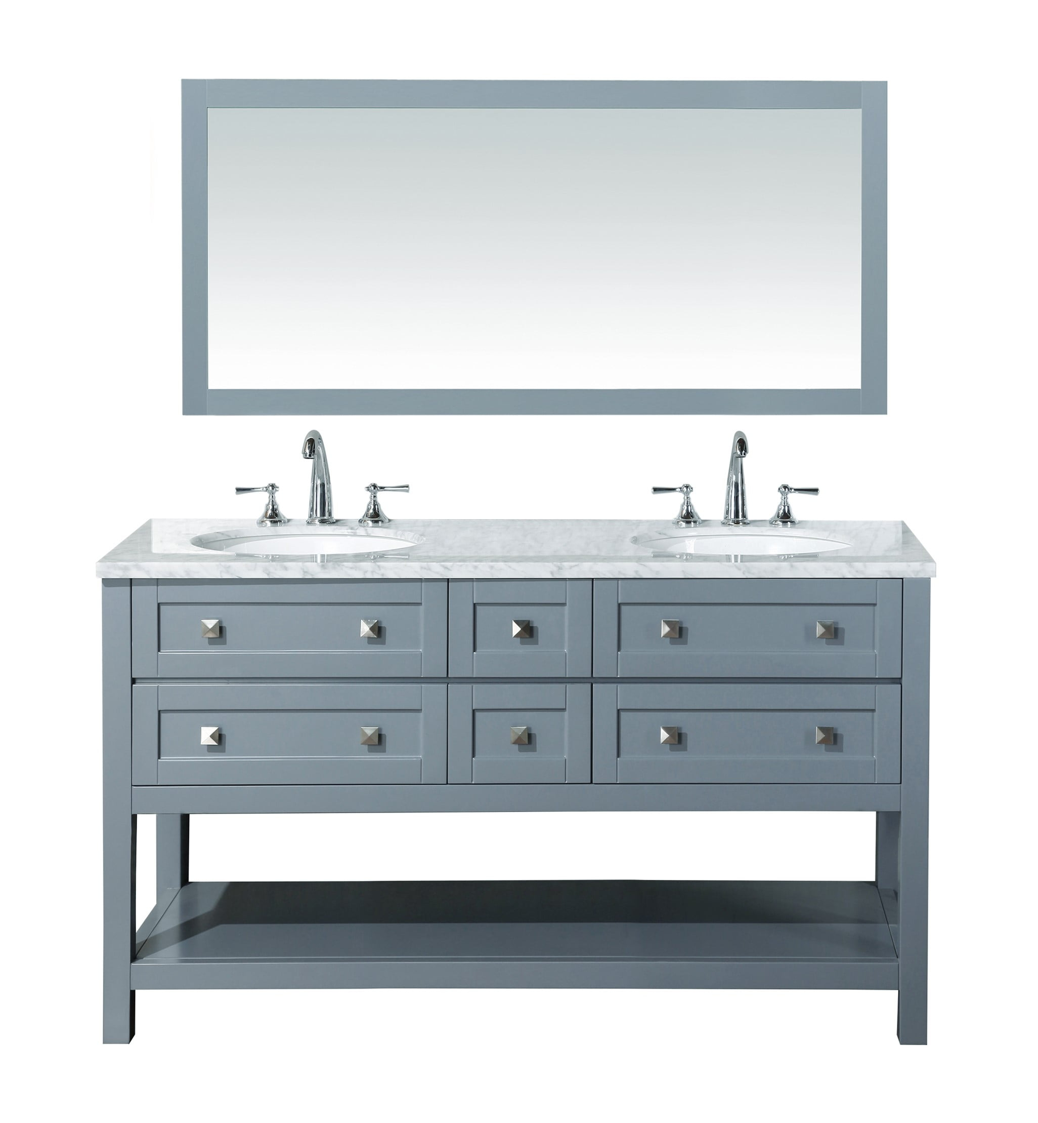Stufurhome Marla 60 Inch Double Sink Bathroom Vanity With Mirror In ... with regard to Transforming your bathroom with 60 inch double vanity gray units
