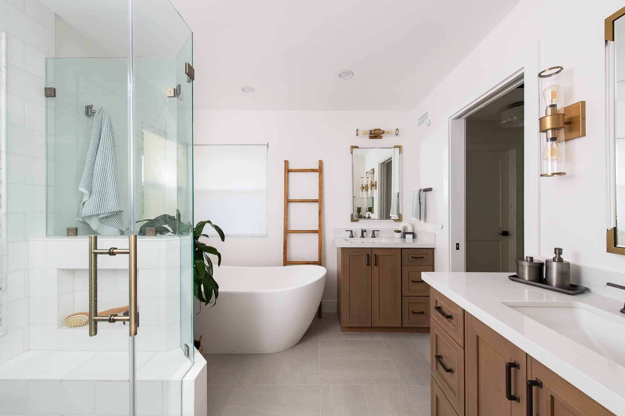 Sustainable Sanctuary: Transform Your Bathroom With Eco-Friendly ... for 60&amp;quot;Dbl Bath Vanity White, Carrara Countertop, Sinks, Gold Trim, 58&amp;quot; Mirror