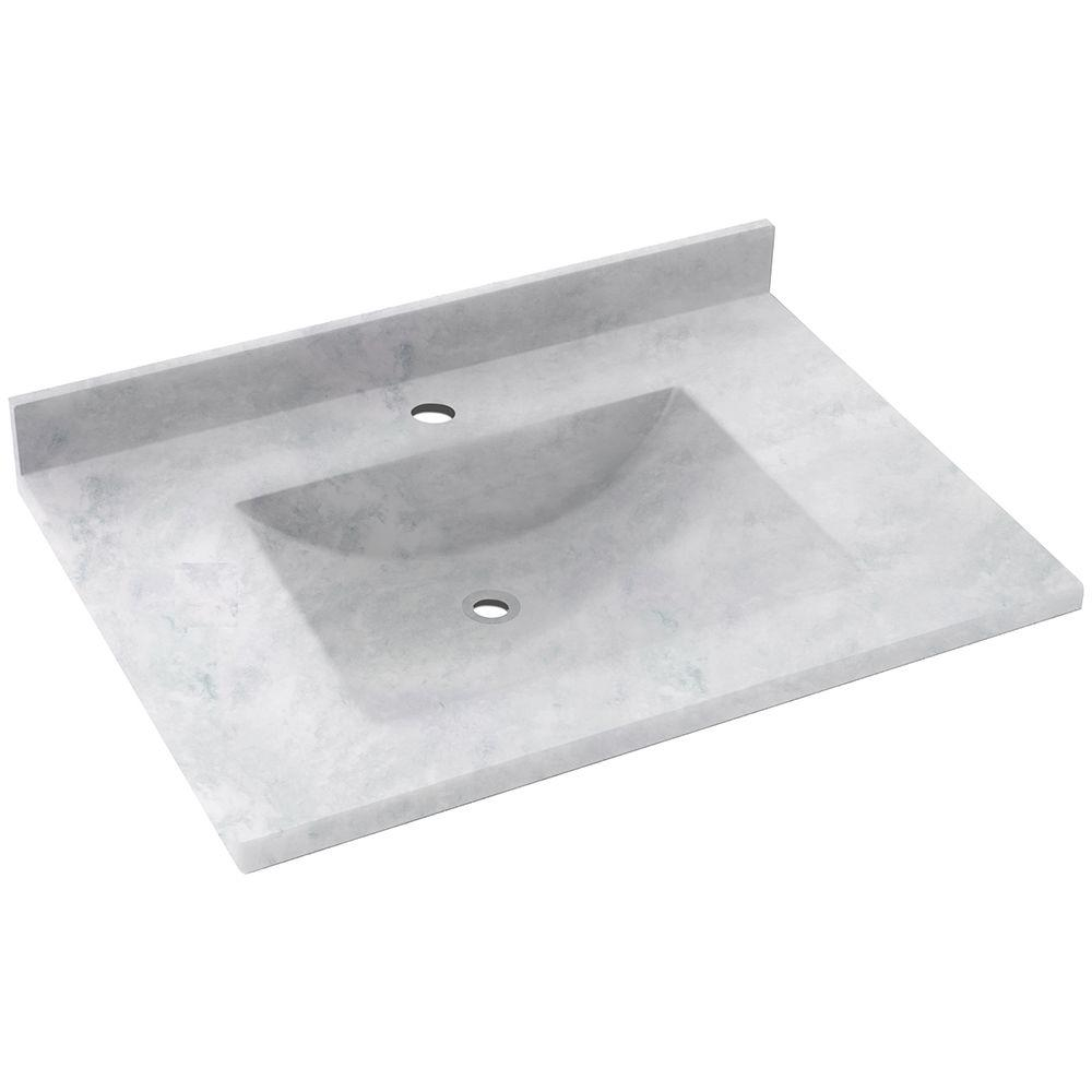 Swan Contour 25 In. W X 22 In. D Solid Surface Vanity Top With Sink In ... within Maintaining your Swan Contour bathroom vanity top for long-term use