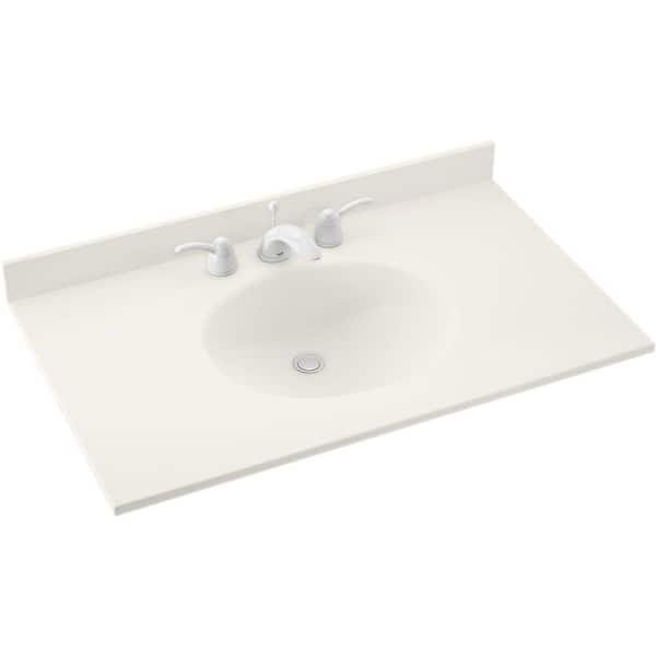 Swan Ellipse 43 In. W X 22 In. D Solid Surface Vanity Top With Sink In ... for Swan Ellipse Solid Surface Bathroom Vanity Top, Bisque