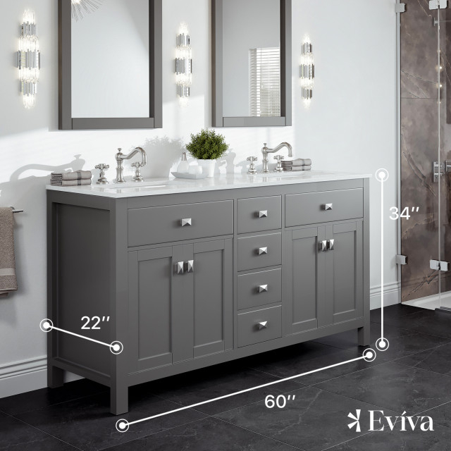 Totti Artemis 60&amp;quot; Gray Transitional Double Sink Bathroom Vanity ... regarding The Artisanal Craftsmanship Behind Totti Wave 60 Gray Double Sink Vanity