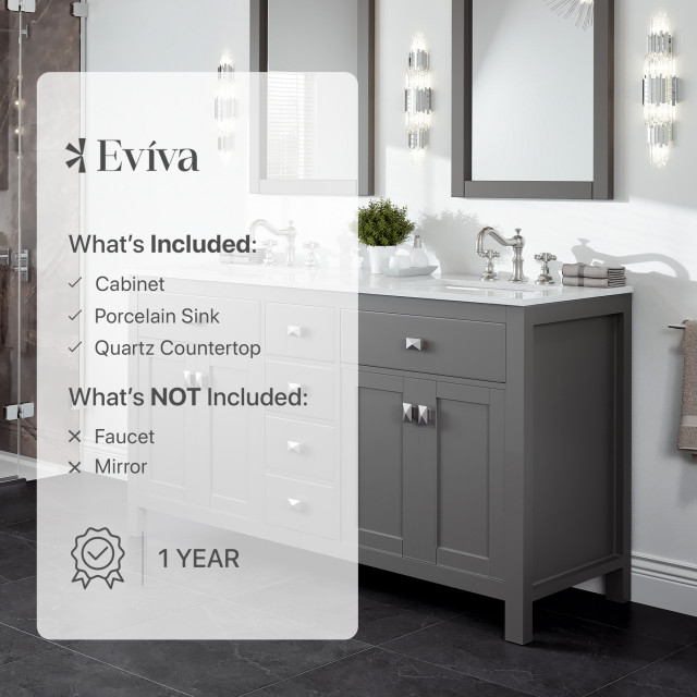 Totti Artemis 60&amp;quot; Gray Transitional Double Sink Bathroom Vanity ... throughout Totti Wave 60&amp;quot;Gray Modern Double Sink Vanity