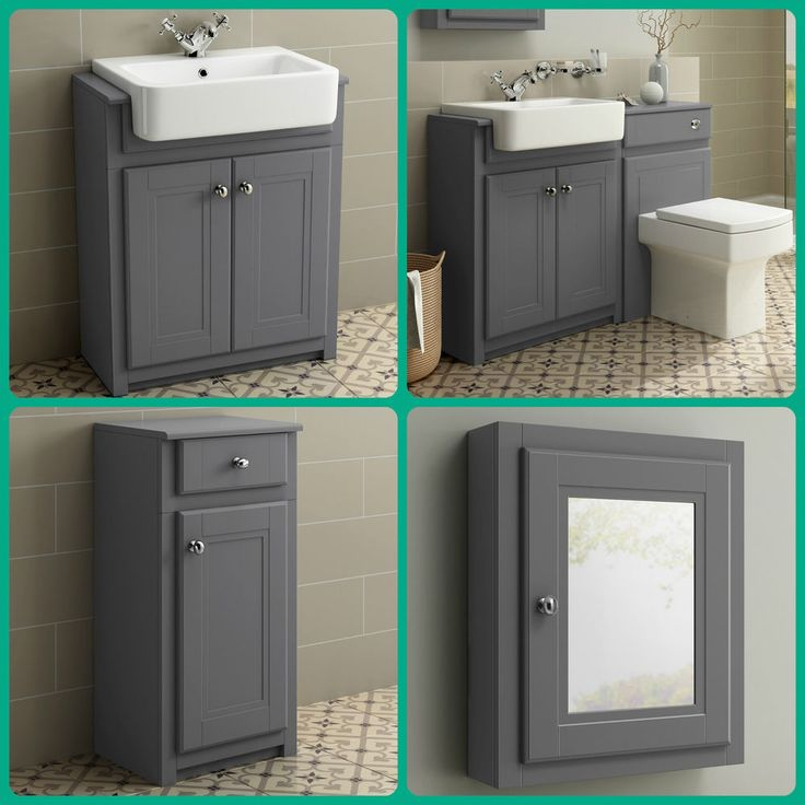 Traditional Grey Bathroom Vanity Unit Basin Furniture Storage Cabinet ... regarding Understanding the Appeal of Vita Collection Gray Bathroom Vanity Units