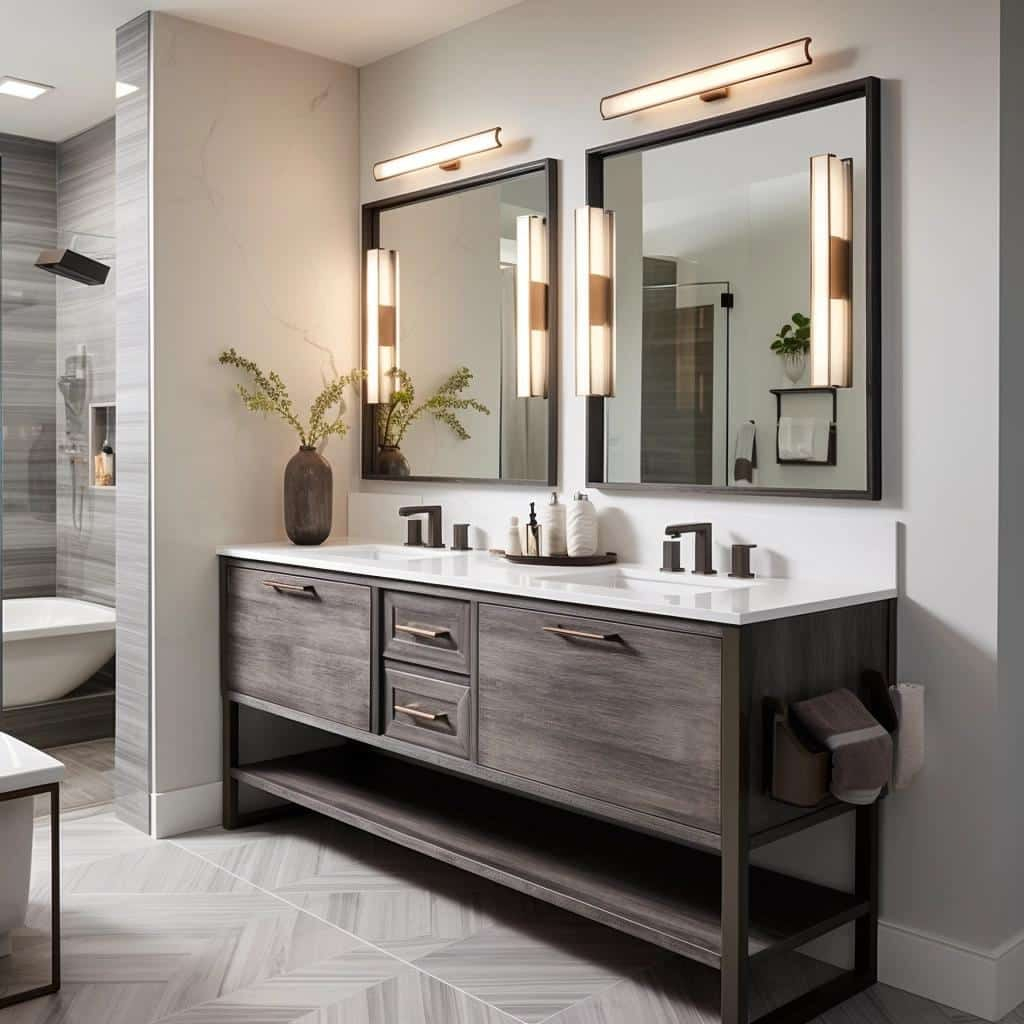 Transform Your Bathroom With A Stunning Vanity Sale: Luxury Upgrades ... intended for 42&amp;quot;Sgl Bathroom Vanity Dark Gray, Carrara Countertop, Sink, Black Trim,34&amp;quot;Mirror