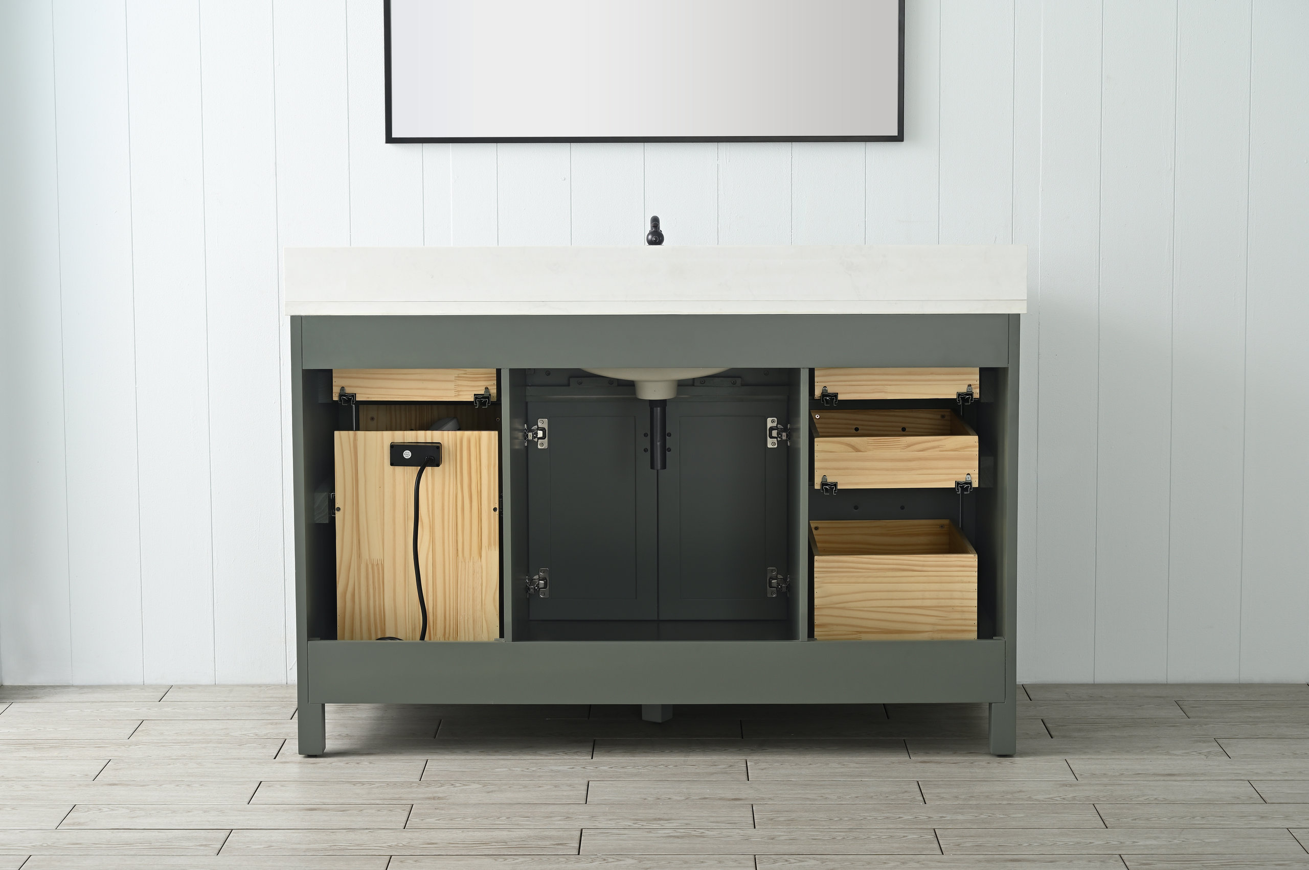 Valentino 54 In. Single Sink Bath Vanity In Verdant Green With White ... with How Valentino&amp;#039;s Gray Vanity Transforms Bathroom Aesthetics and Functionality