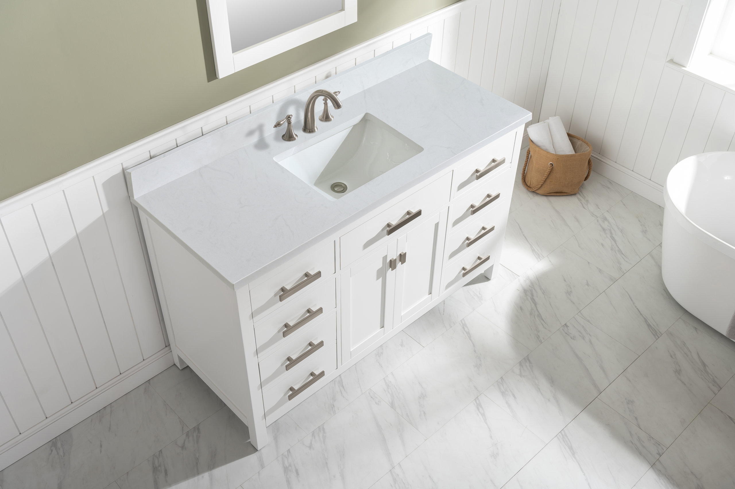 Valentino Bathroom Vanity, White, 54&amp;quot; - Transitional - Bathroom ... with regard to How Valentino Single Vanity Transforms Bathroom Design