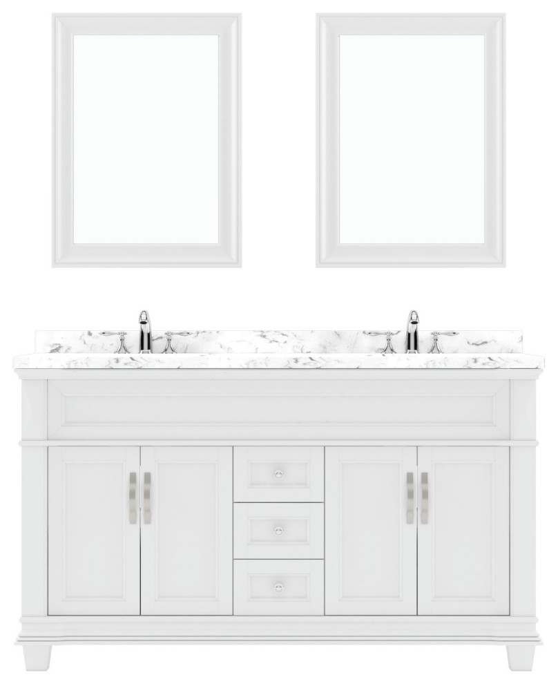 Victoria 60&amp;quot; Double Bath Vanity In White, Quartz Top, Sinks, Md-2660 ... pertaining to 60&amp;quot;Dbl Bath Vanity White