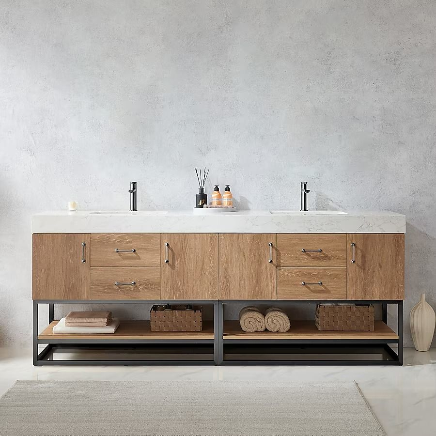Vinnova Alistair 84-In North American Oak Undermount Double Sink ... with regard to Alistair Vanity, North American Oak