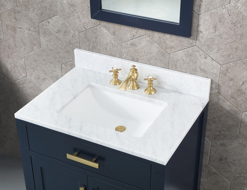 Water-Creation Ms30Cw06Mb-R21Fx1306 Madison 30 Inch Single Sink Carrara ... throughout Madison 30 In.carrara White Marble Countertop Vanity