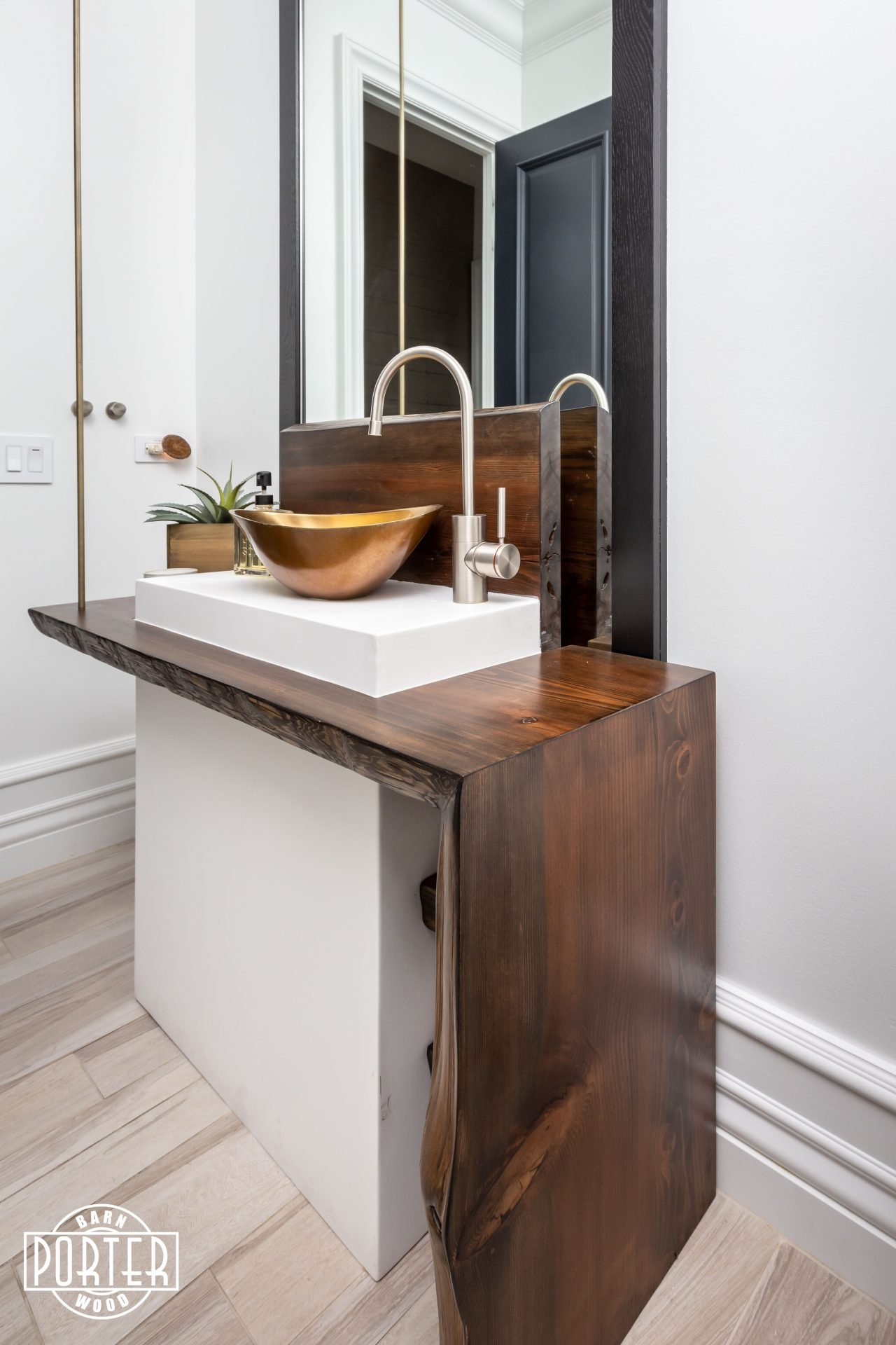 Waterfall Live Edge Vanity | Porter Barn Wood pertaining to Understanding the Appeal of Live Edge Wood Vanity Tops in Modern Bathrooms