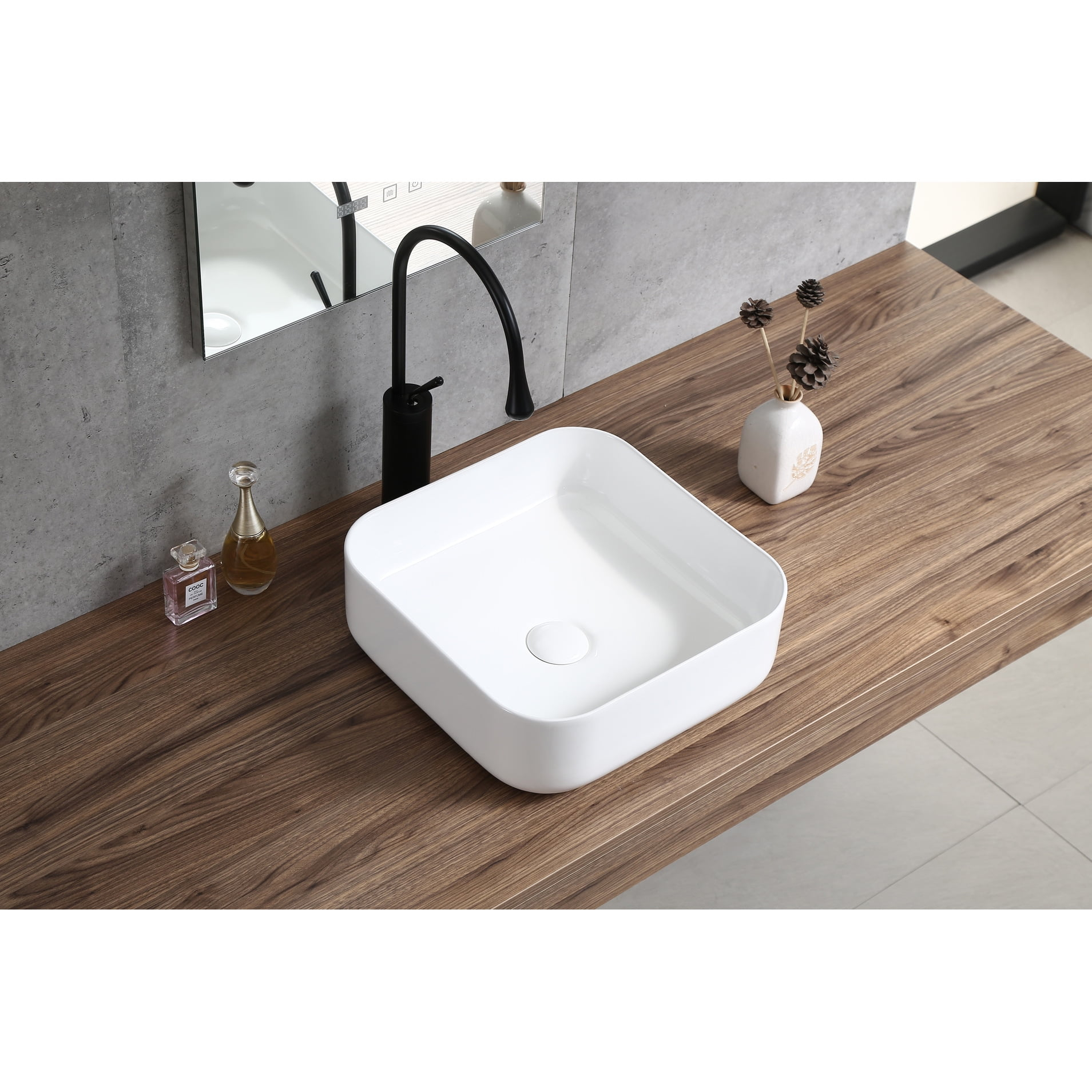 White Ceramic Countertop Wash Basin - Glossy, Enhances Bathroom ... for Ws Bath Collections Urban 120.02 Ceramica I 47-1/5&amp;quot; Double Basin - White