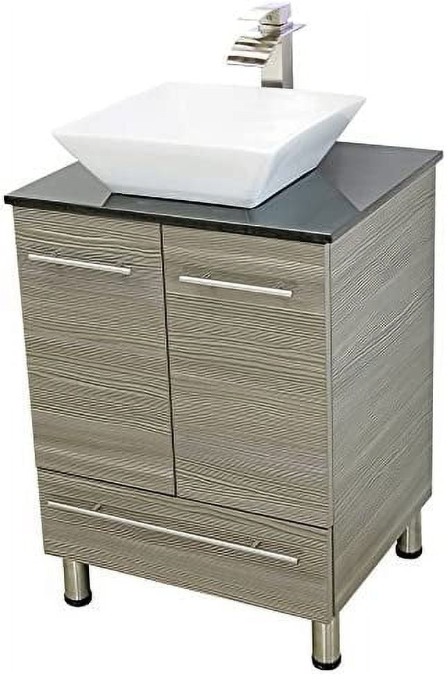Windbay 24&amp;quot; Freestanding Bathroom Vanity, Taupe. Black Flat Stone ... in The practical advantages of choosing windbay 24 inch freestanding vanity unit