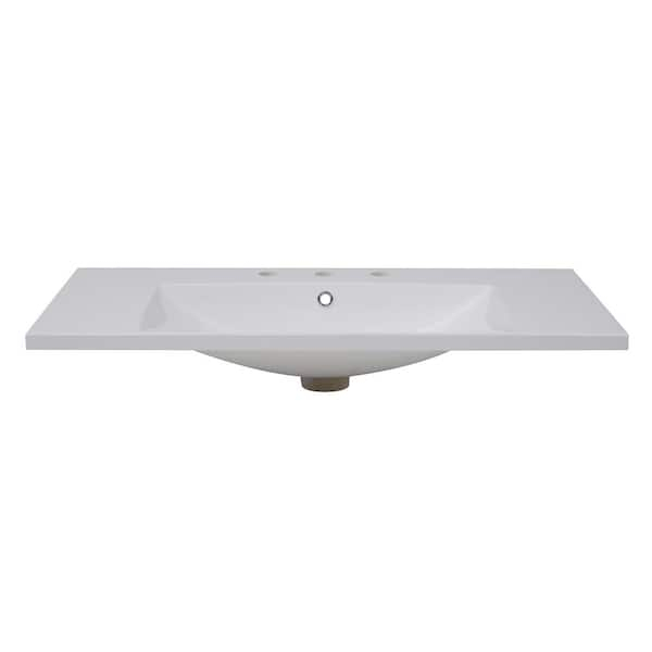 36 In. Single Modern Undermount Rectangular Bathroom Sink With 3 Faucet ... pertaining to Kohler K-77767-1 Modernlife 21-11/16&amp;quot; Rectangular Vitreous China - White
