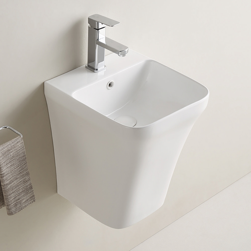 Arezzo Square Gloss White Ceramic One Piece Wall Hung Basin 1Th - 365Mm ... within Expert Insights on WS Bath Collections Cosa 4803 86102 Cosa 1878 Square Gloss White Performance and Durability
