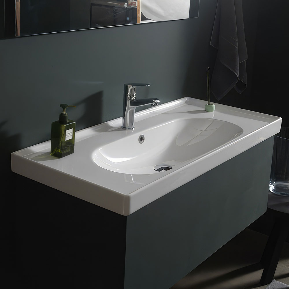 Cerastyle 043500-U Arya Etajerli Lavabo, Beyaz, 100X45 Cm. inside Nameeks Cerastyle 043500-U-Three Hole Arya 39-5/16&amp;quot; Rectangular - White