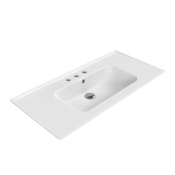 Cerastyle By Nameeks 18.6&amp;#039;&amp;#039; Ceramic Rectangular Bathroom Sink With ... within Nameeks 030300-Ped-Three Hole Cerastyle 31-1/2&amp;quot; Ceramic Pedestal - White