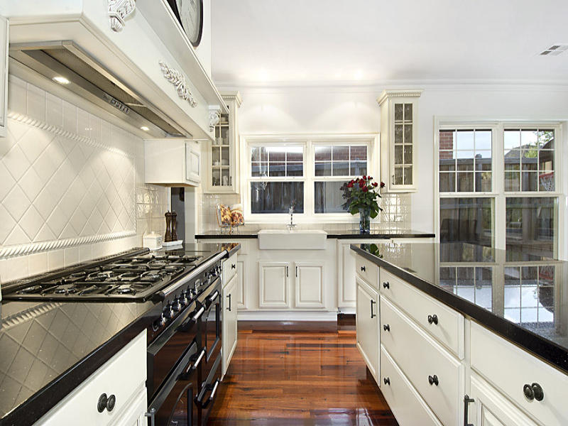 Classic Galley Kitchen With High Gloss Countertop - Interior Design ... within What Is A Galley Kitchen