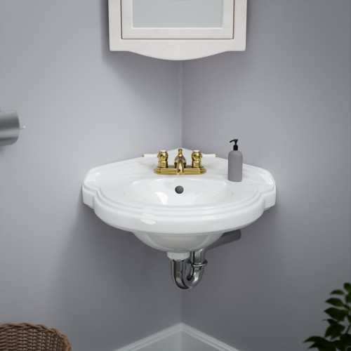 Corner Wall Mount Sink | White Round Bowl Sink Corner Shaped pertaining to How to Choose the Right Wall Mounted Corner Sink for Your Bathroom Space