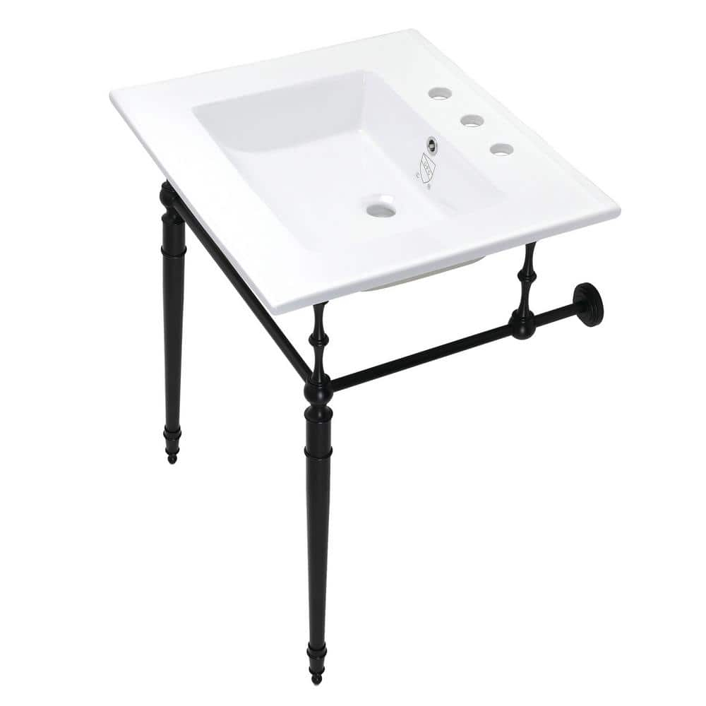 Kingston Brass Edwardian Ceramic White Console Sink Basin And Leg Combo ... with Material Durability and Maintenance of Kingston Brass VPB24187W4 Ceramic Sink
