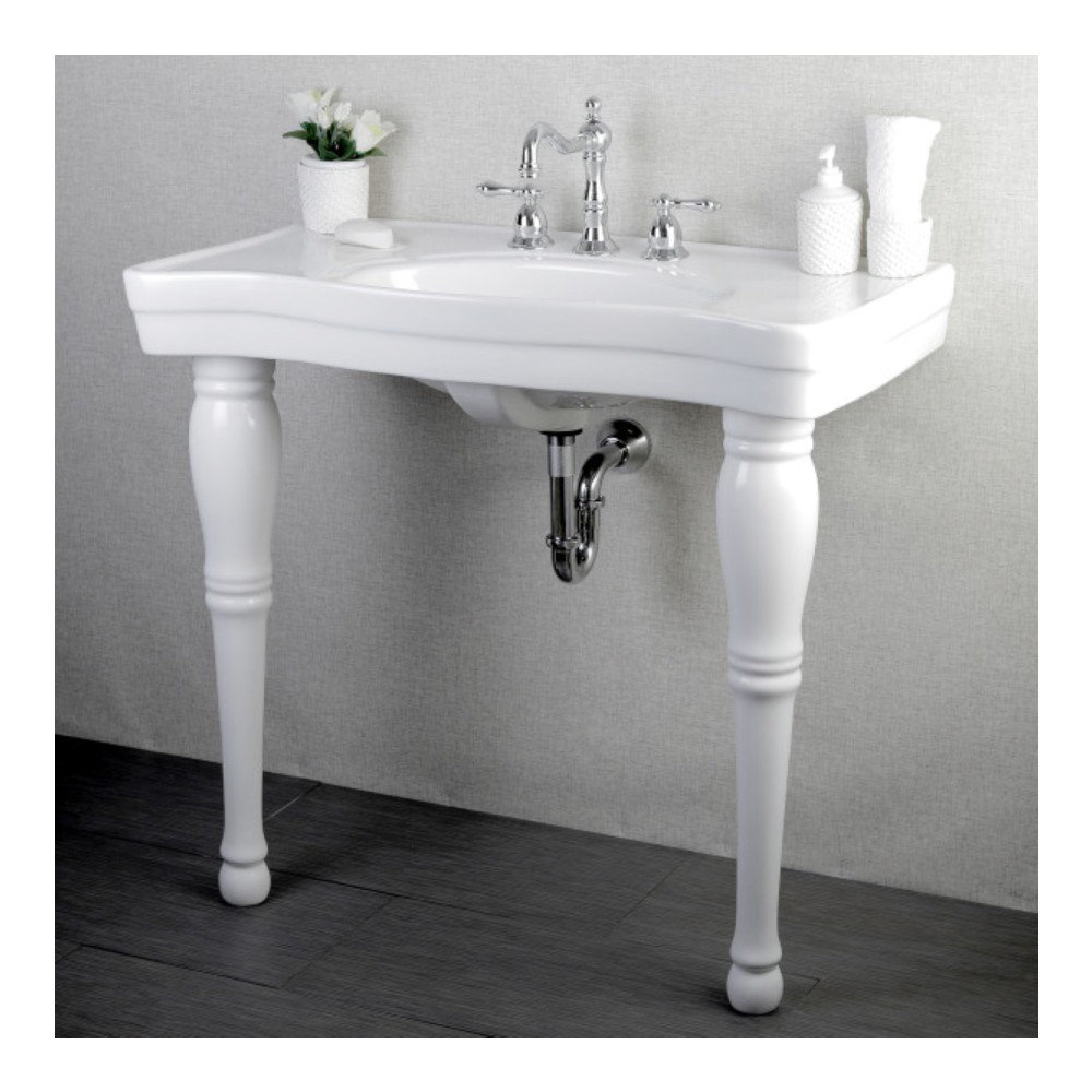 Kingston Brass Imperial Ceramic 36&amp;quot; Console Bathroom Sink With Overflow ... regarding Material Durability and Maintenance of Kingston Brass VPB24187W4 Ceramic Sink