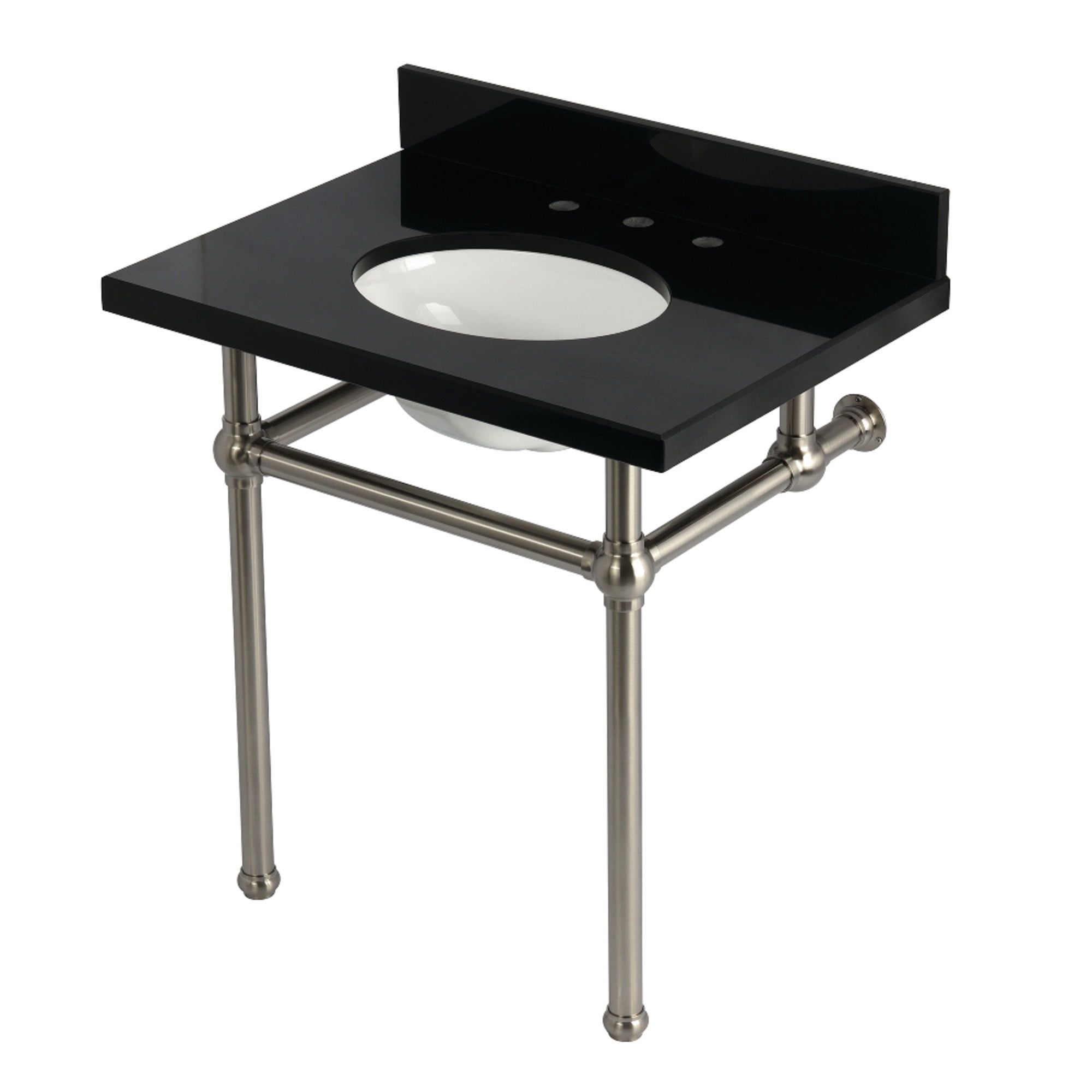 Kingston Brass Kvpk3030Kb8 Templeton 30&amp;quot; Black Granite Console Sink ... for A Practical Look at the Kingston Brass KVPK30KBSQB-T-SET Templeton 30&amp;quot; Brass Sink Performance