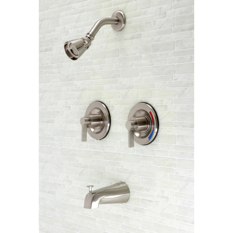 Kingston Brass Nuvofusion Double-Handle Pressure Balanced Tub And ... pertaining to Kingston Brass Ev2019W34 Nuvofusion 20-3/8&amp;quot; Square Ceramic Wall - White