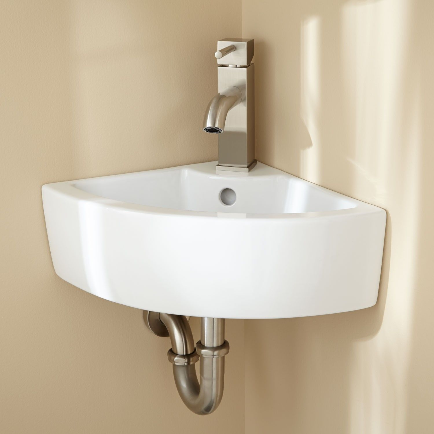 Melda Wall-Mount Corner Bathroom Sink - Bathroom Sinks - Bathroom ... throughout How to Choose the Right Wall Mounted Corner Sink for Your Bathroom Space