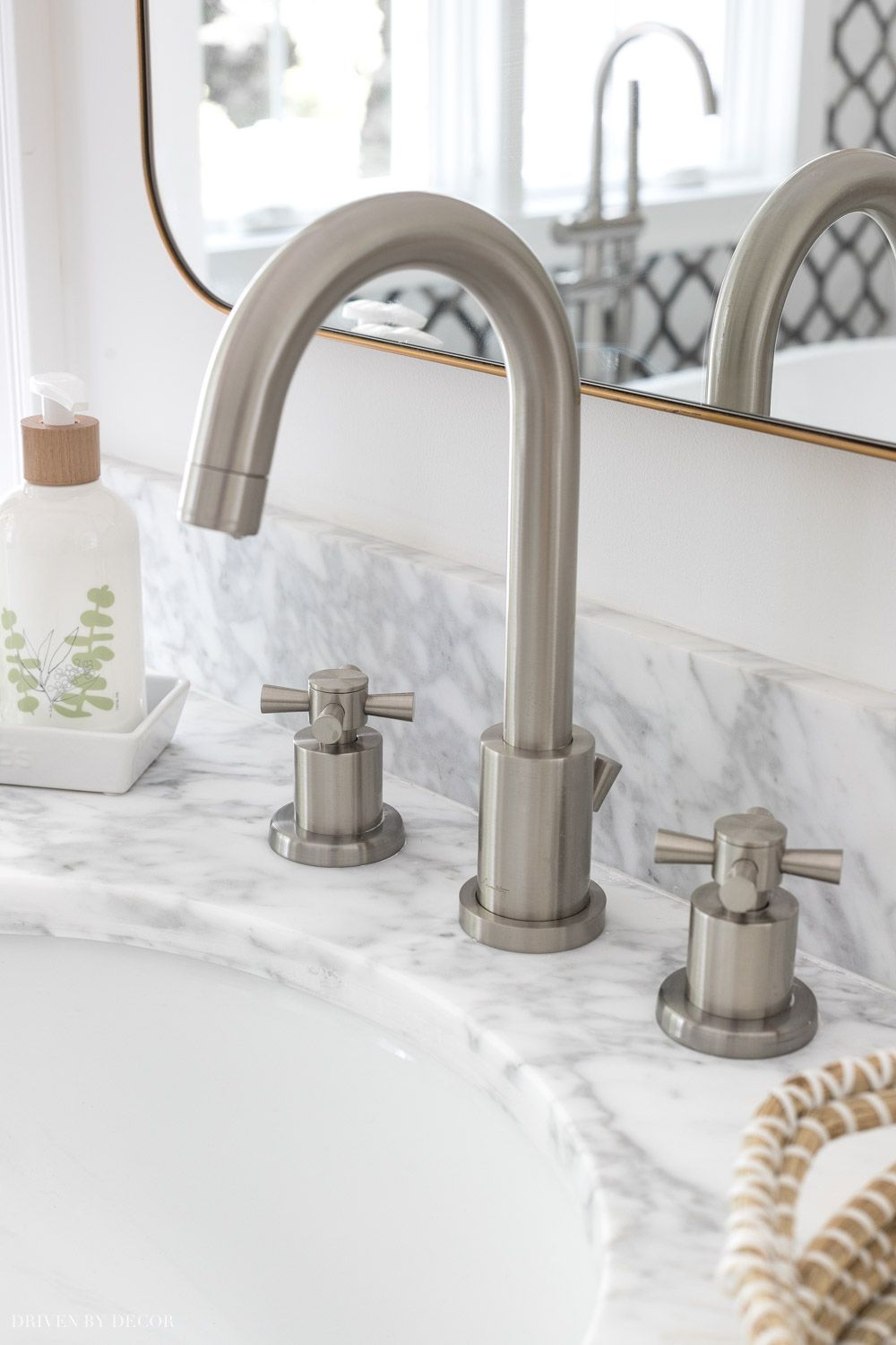 Mixing Metals In Your Bathroom: Tips For Pulling It Off! | Driven By ... for American Standard 8721.000 Town Square S Metal Lavatory Console - Brushed